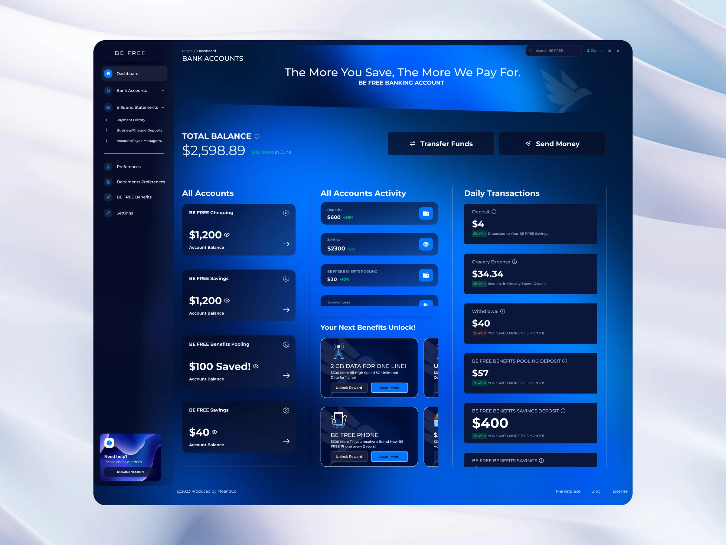 Desktop dashboard screen 1